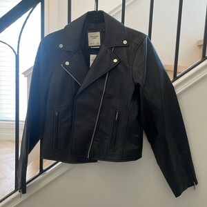Abercrombie vegan leather moto jacket brand new with tags